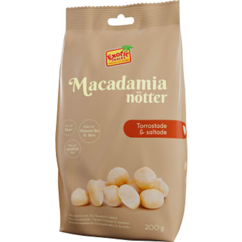 Macadamianötter Torrostade & saltade 200g Exotic Snacks