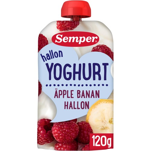 Yoghurt Äpple banan och hallon Från 1 år 120g Semper 