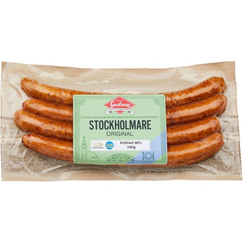 Grillkorv Stockholmare Original 86% Kötthalt 240g Gudruns