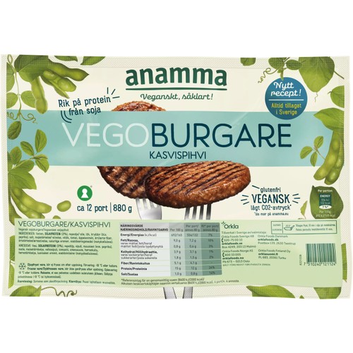 Vegoburgare Glutenfri Fryst 880g Anamma