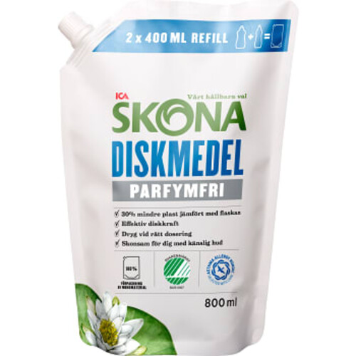 Handdiskmedel Parfymfri Refill 800ml ICA Skona