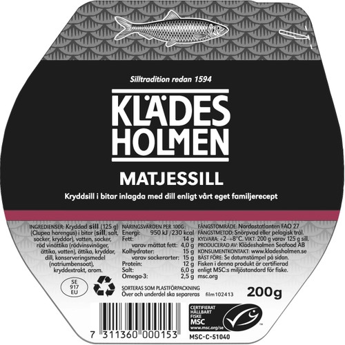 Matjessill i bit 200g Klädesholmen