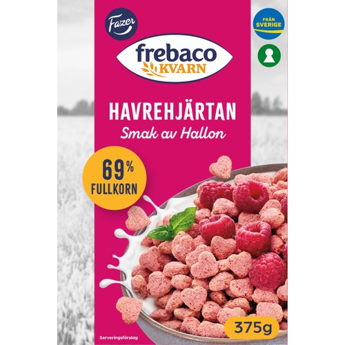 Svenska Havrehjärtan, smak av hallon 375g Frebaco