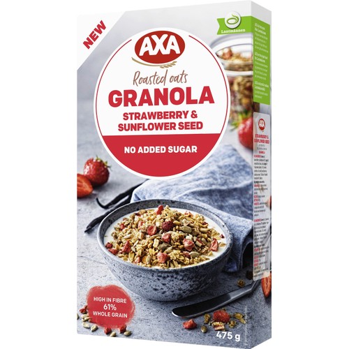 Granola Jordgubb & Solrosfrön 475g AXA