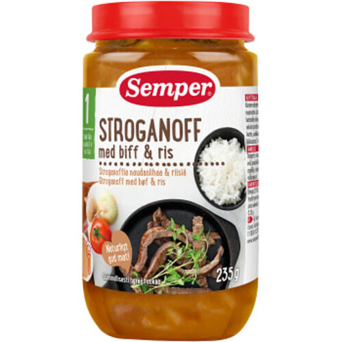 Stroganoff med biff & ris 1år 235g Semper