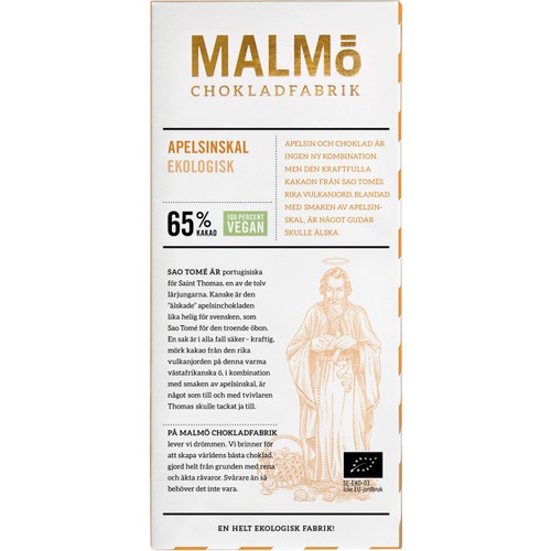 Choklad Apelsinskal 65% 80g Malmö Chokladfabrik