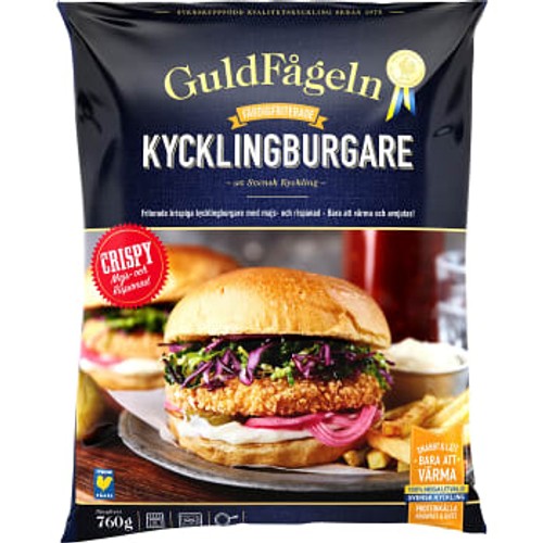 Kycklingburgare Fryst 8-p 760g Guldfågeln