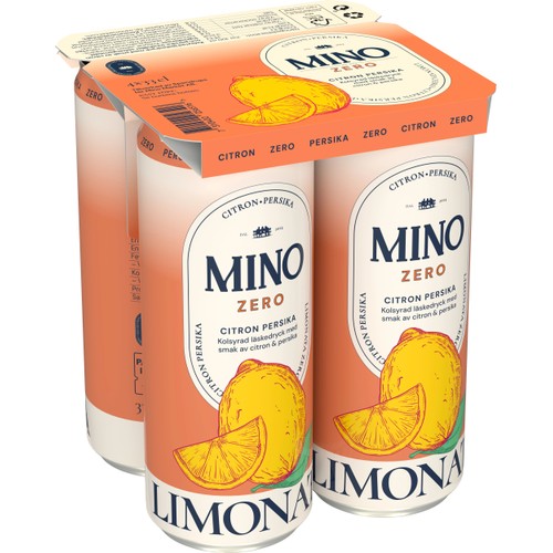 Läsk Zero Persika Zero 4-pack 33cl Mino