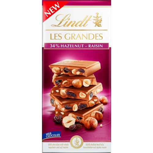Chokladkaka LES GRANDES Hasselnöt & Russin 150g Lindt