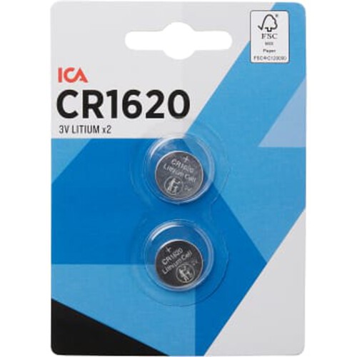Knappcell CR1620 Litium 2pack ICA