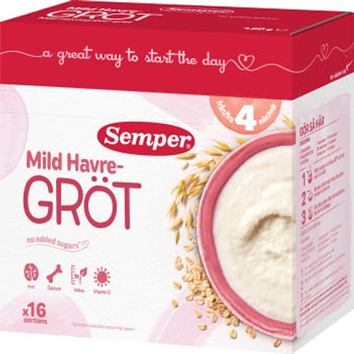 Havregröt Mild & naturell Från 4m 16 port 480g Semper