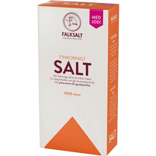 Finkornigt Hushållssalt med jod 1kg Falksalt