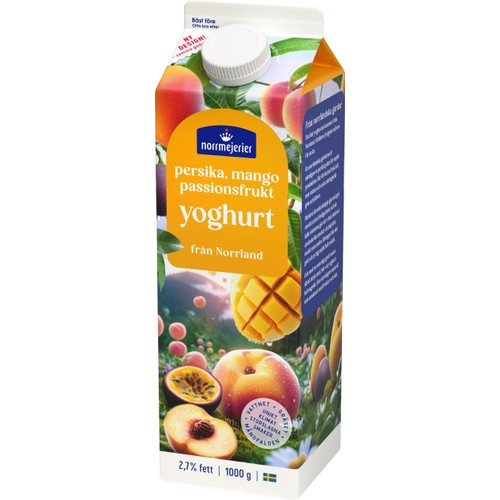 Fruktyoghurt Persika Mango Passion 2,7% 1000g Norrmejerier