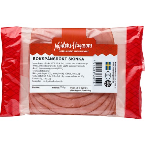 Bokspånsrökt Skinka Skivad 120g Nyhléns Hugosons