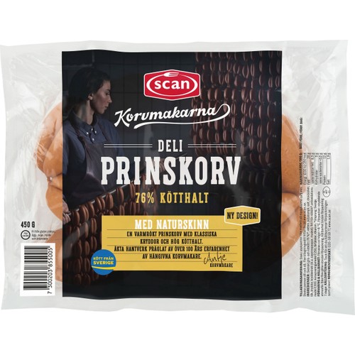 Prinskorv Deli 76% kötthalt 450g Scan