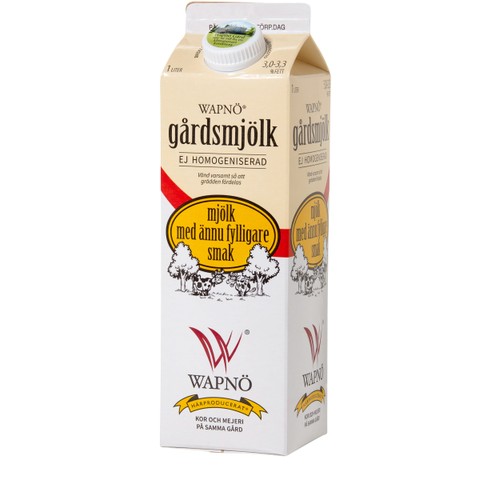Mjölk Ohomogeniserad 3,0%-3,3% 1l Wapnö