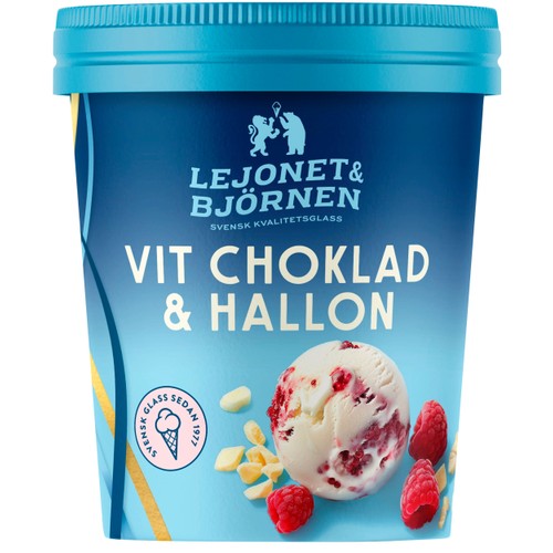 Vit choklad & hallon 500ml Lejonet & Björnen