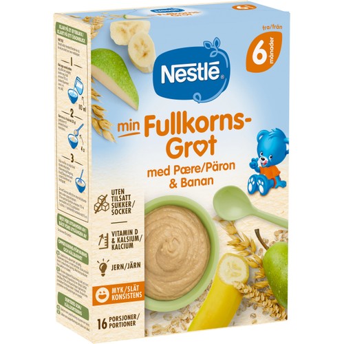 Barnmat Min Fullkornsgröt päron & banan 6m 16-port Nestle