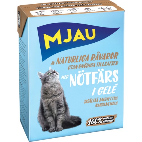 Kattmat Nötfärs i gelé 380g Mjau