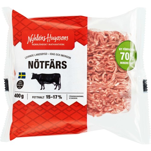 Nötfärs Fetthalt 15-17% 400g Nyhléns Hugosons