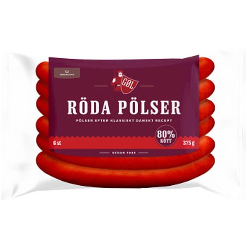 Röd Hot Dog pölser 375g Göl