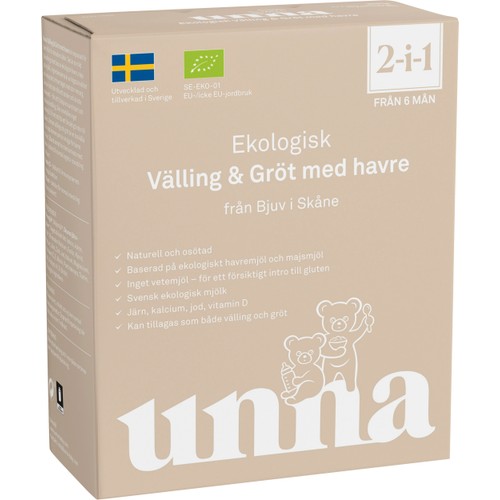 Vällling & gröt med havre eko 2in1  6m 300g Unna