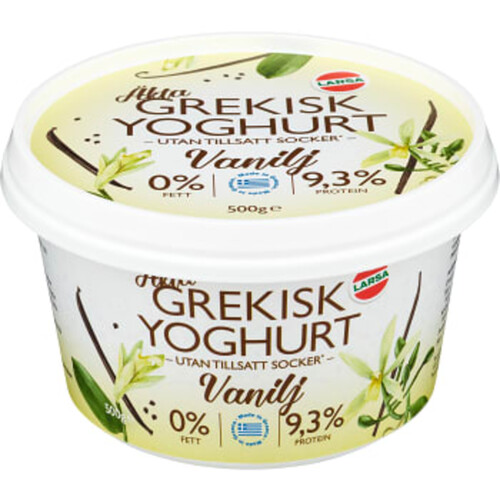 Yoghurt Äkta Grekisk Vanilj 0% 500g Larsa Foods