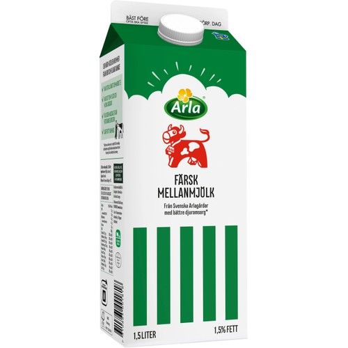 Färsk mellanmjölk 1,5% 1,5l Arla Ko®