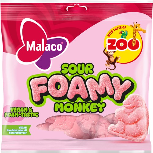 Godispåse Zoo Sour Foamy Monkey 115g Malaco