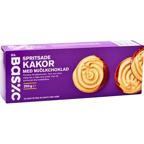 Spritsade kakor med Mjölkchoklad 250g ICA Basic