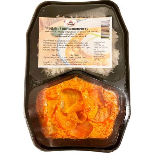 Nötkött I Massamancurry Och Kokosmjölk 500g Thaihouse