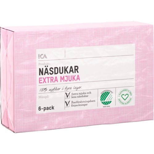 Näsdukar 6-p ICA Hjärtat
