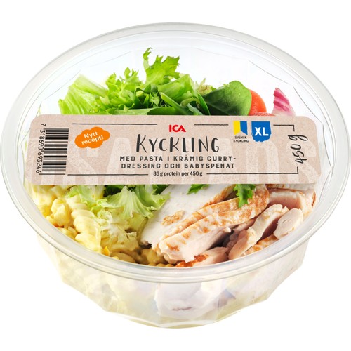 Kycklingsallad med Pasta i  Krämig Currydressing XL 450g ICA