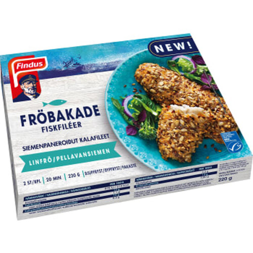 Fröbakade fiskfiléer, linfrö & solrosfrön MSC 220g Findus