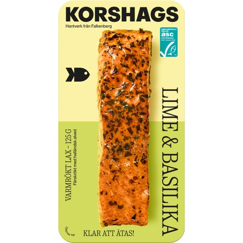 Lax Färsk Varmrökt Lime och Basilika 125g Miljömärkt Korshags