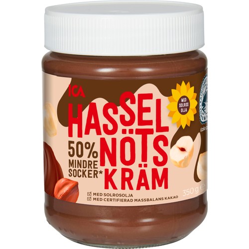 Hasselnötskräm 50% Mindre Socker 350g ICA