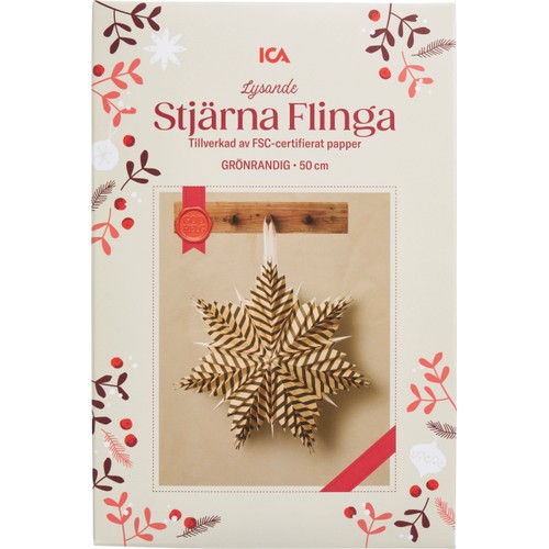 Stjärna 50cm grön rand ICA