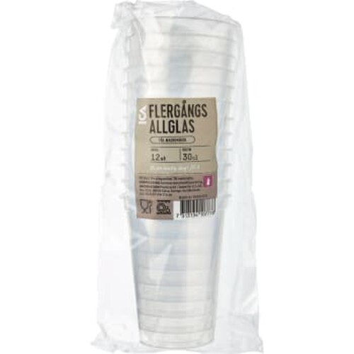 Allglas flergångsplast 30cl 12-p ICA