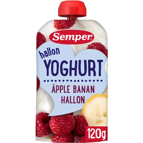 Yoghurt Äpple banan och hallon Från 1 år 120g Semper 