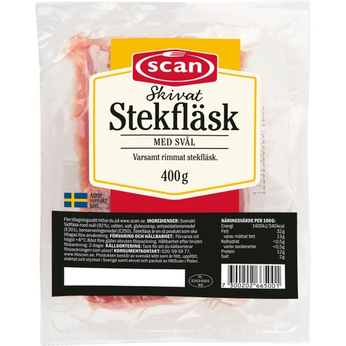 Stekfläsk med Svål Skivat 400g Scan