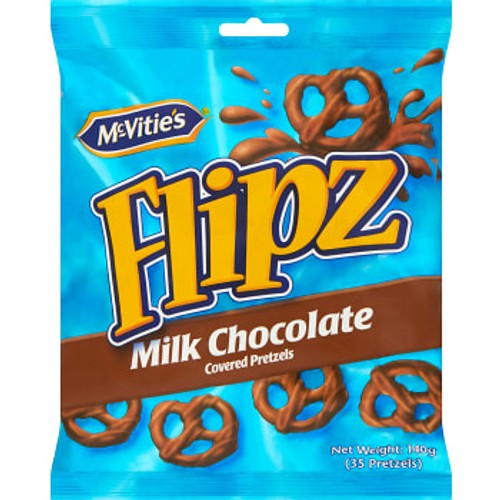 Flipz Milk Chocolate Covered Pretzels 140g McVitie''s