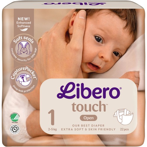 Blöjor Touch Storlek 1 2-5kg Miljömärkt 22-p Libero