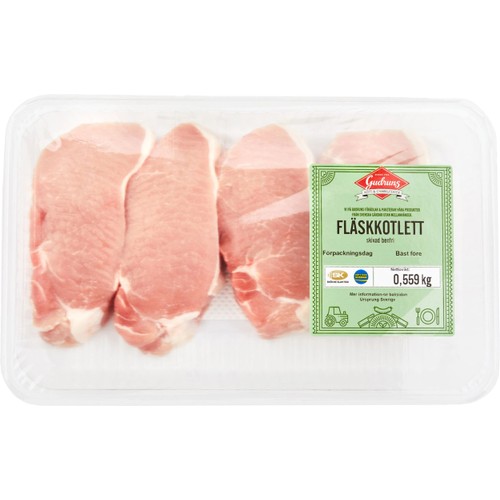 Fläskkotlett Skivad Benfri ca 400g Gudruns
