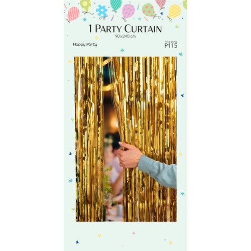 Fransgardin i guld 90x240cm Happy Party