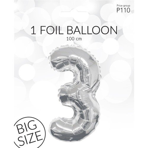 Folieb silv 3 100cm Happy Party
