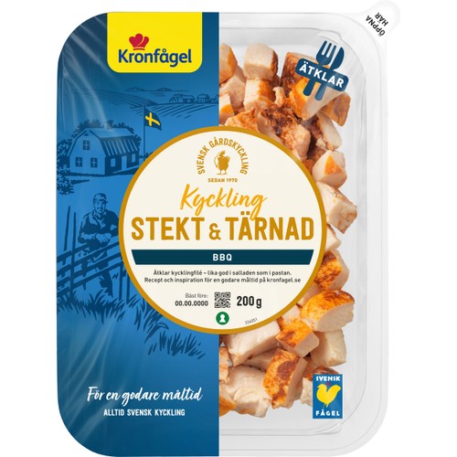 Kyckling Färsk Stekt & Tärnad BBQ 200g Kronfågel