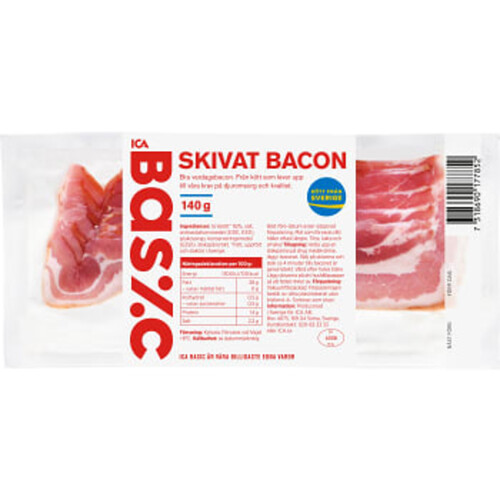 Bacon Skivat 140g ICA Basic