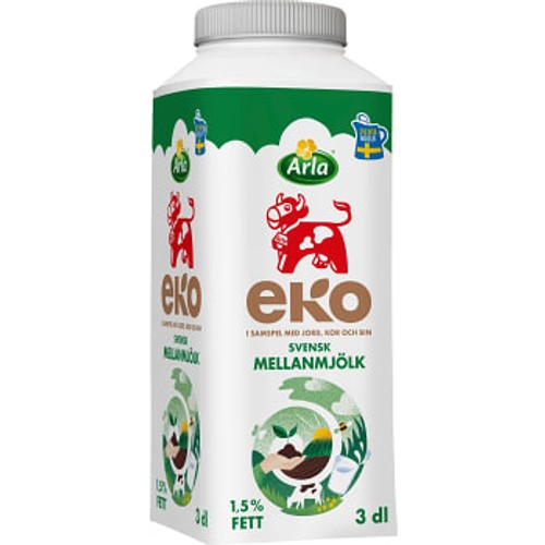 Mellanmjölk 1,5% Ekologisk 3dl Arla Ko®