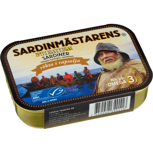Sardiner Delikatessrökta i rapsolja 100g Sardinmästarens