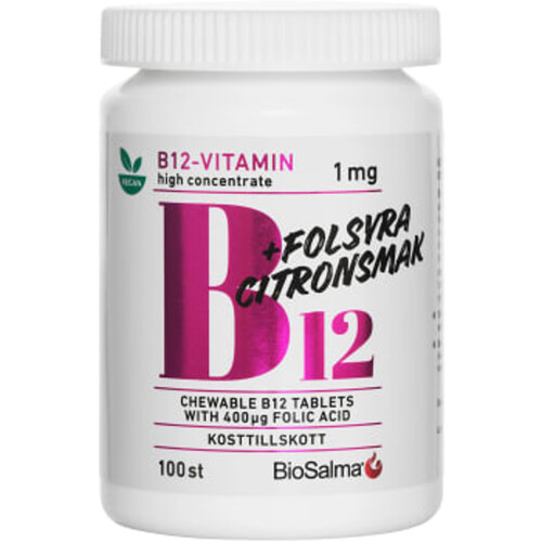 Vitamin B12 + Folsyra Citronsmak 100-p BioSalma